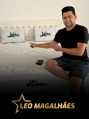 Leo Magalhães com colchão Keiko